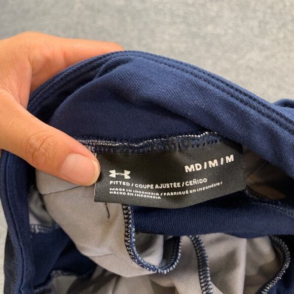 Under Armour Shorts Womens M Medium Navy 9 Inch Stretch Pockets Side Zip Fitted - Picture 7 of 11